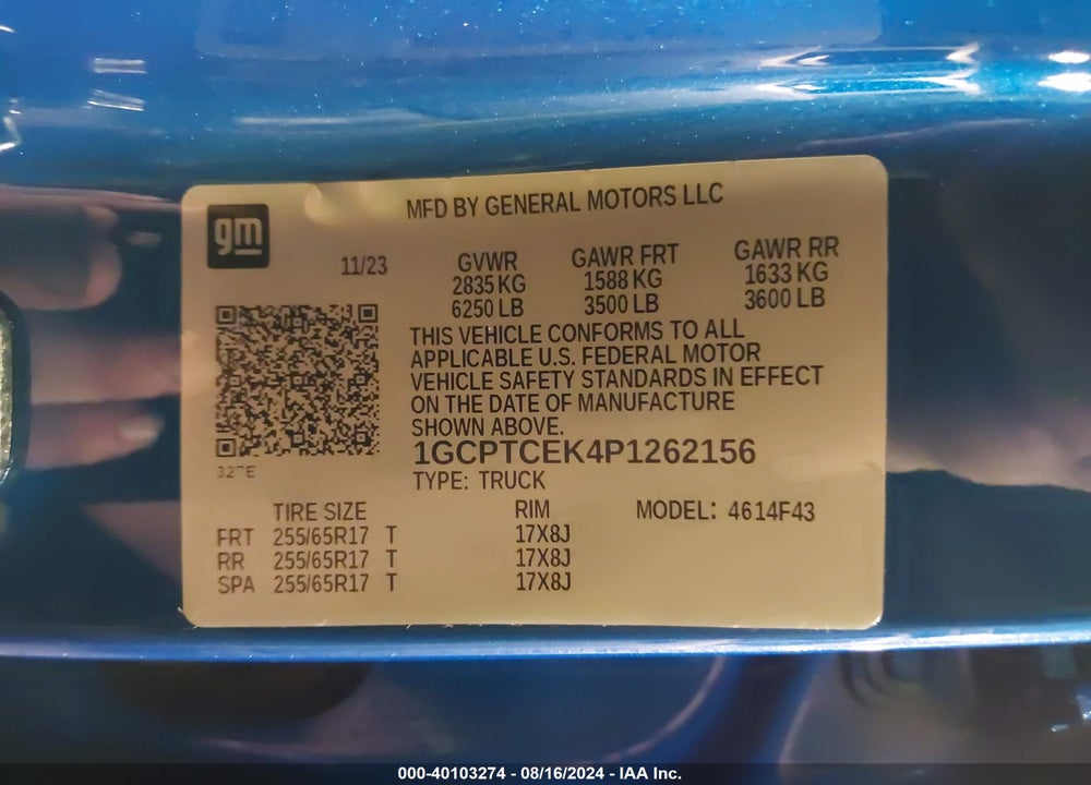 2023 CHEVROLET COLORADO 4WD SHORT BOX LT VIN: 1GCPTCEK4P1262156