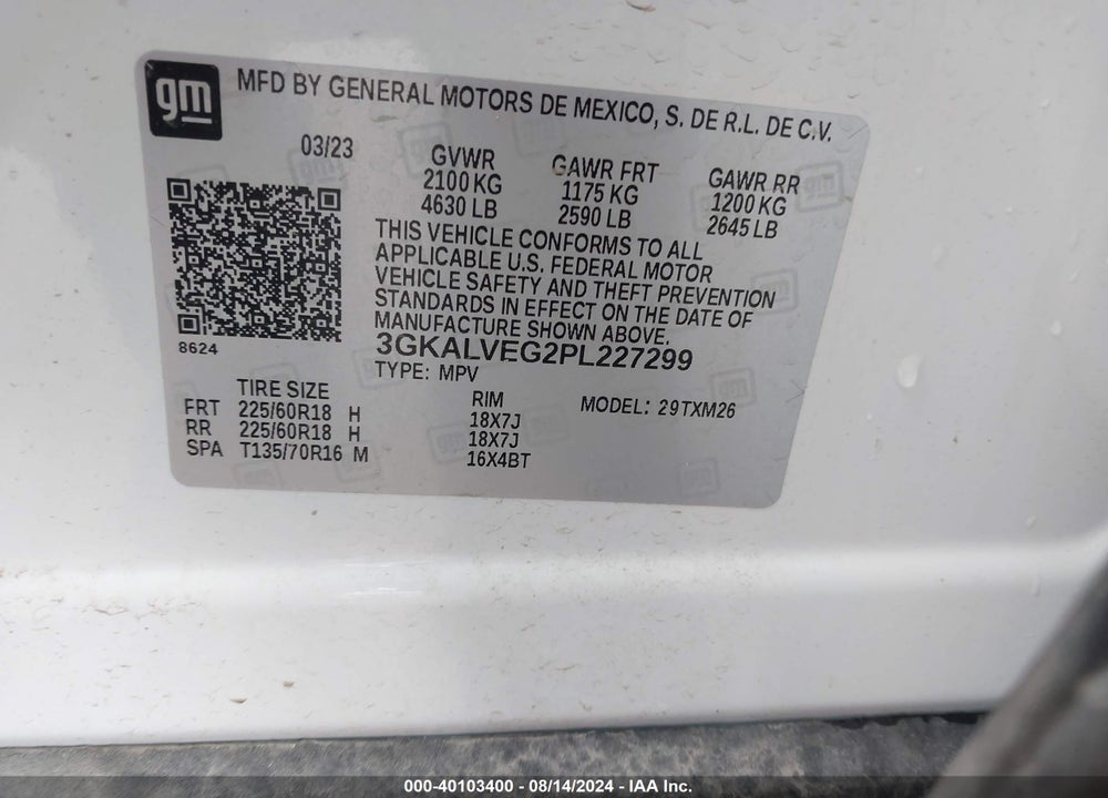 2023 GMC TERRAIN AWD SLT VIN: 3GKALVEG2PL227299