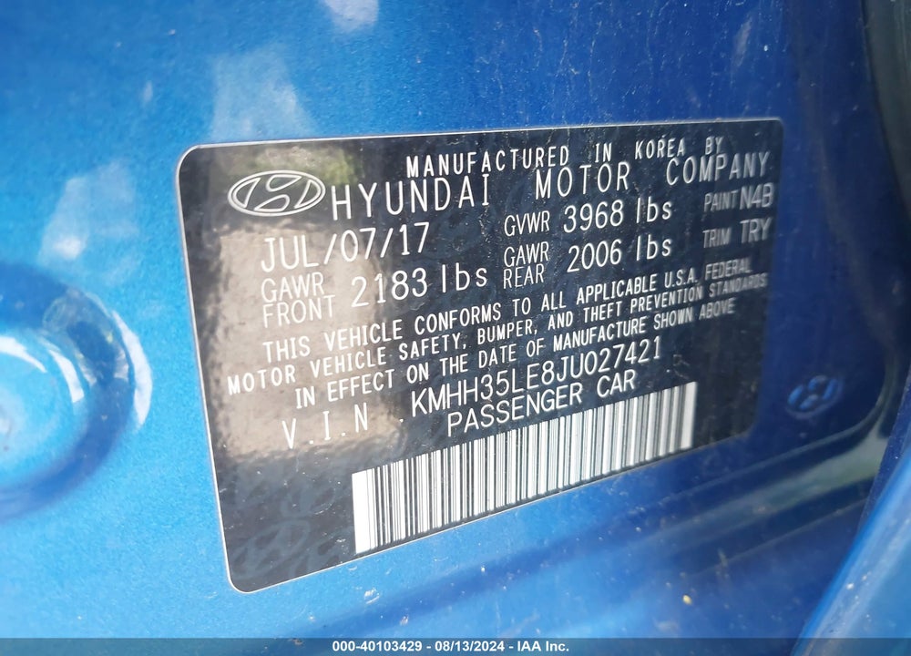 2018 HYUNDAI ELANTRA GT VIN: KMHH35LE8JU027421