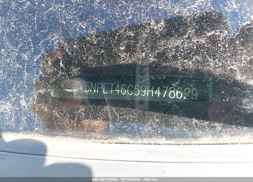 2009 HYUNDAI SONATA GLS VIN: 5NPET46C59H478629