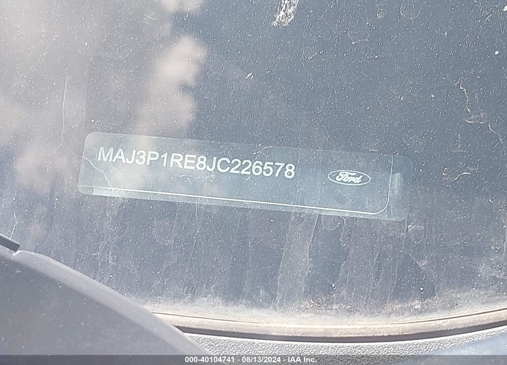 2018 FORD ECOSPORT S VIN: MAJ3P1RE8JC226578