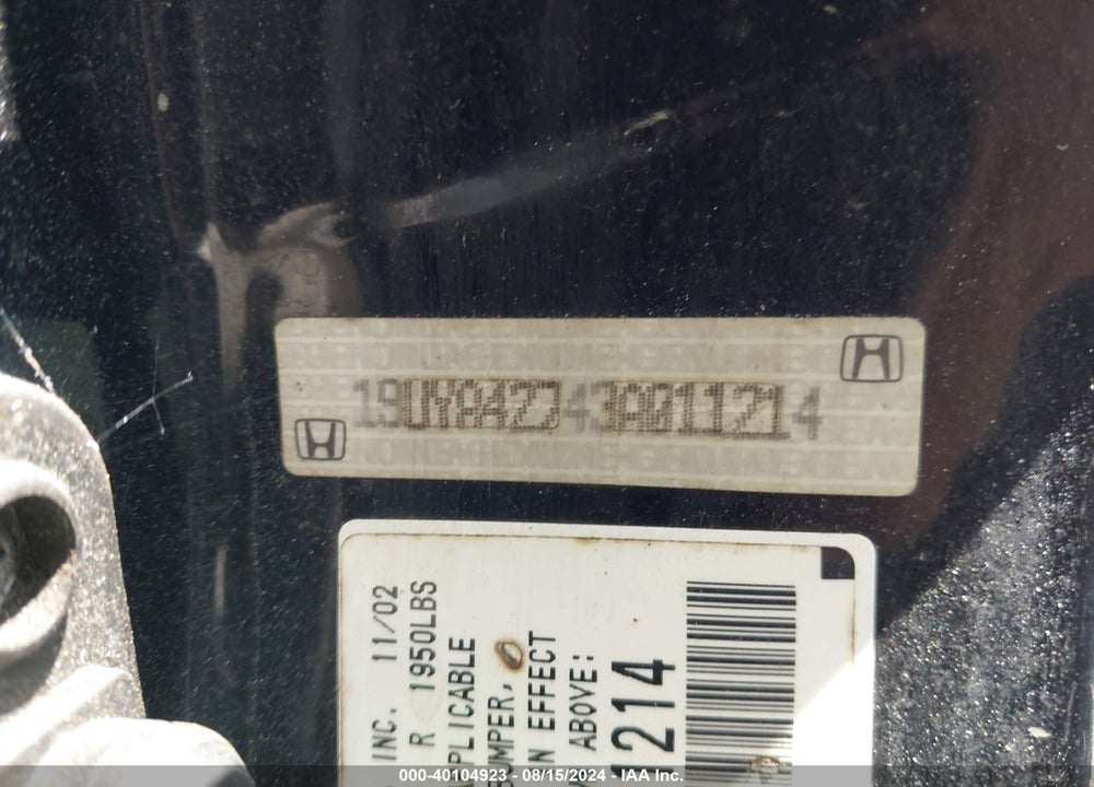 2003 ACURA CL VIN: 19UYA42743A011214