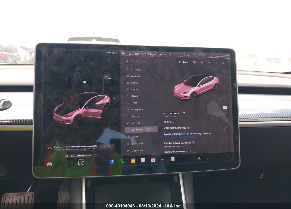 2019 TESLA MODEL 3 LONG RANGE/MID RANGE/STANDARD RANGE/STANDARD RANGE PLUS VIN: 5YJ3E1EA1KF196878