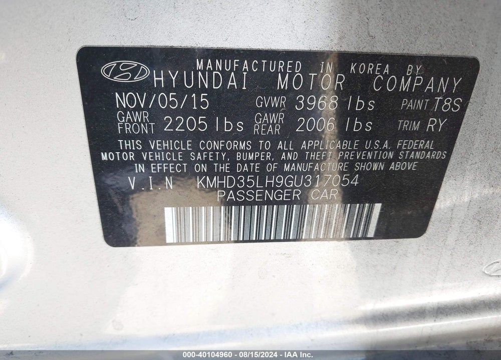 2016 HYUNDAI ELANTRA GT VIN: KMHD35LH9GU317054