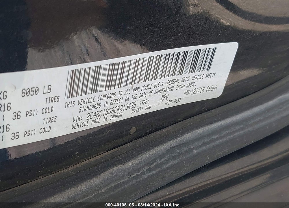 2012 CHRYSLER TOWN & COUNTRY TOURING VIN: 2C4RC1BG9CR213439