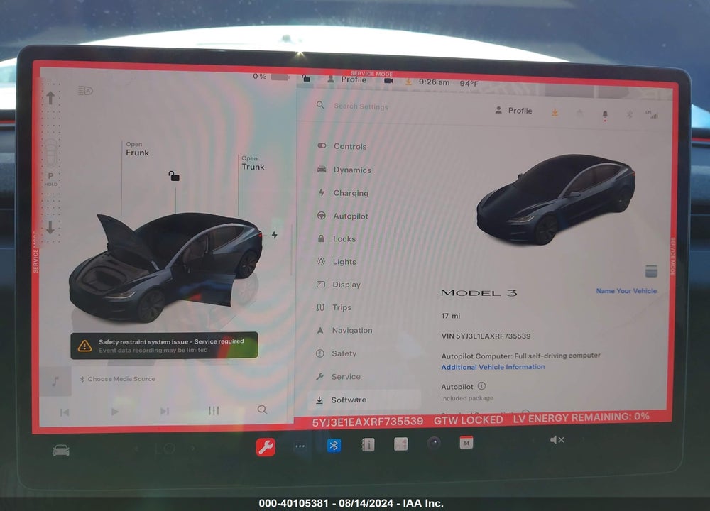 2024 TESLA MODEL 3 REAR-WHEEL DRIVE VIN: 5YJ3E1EAXRF735539
