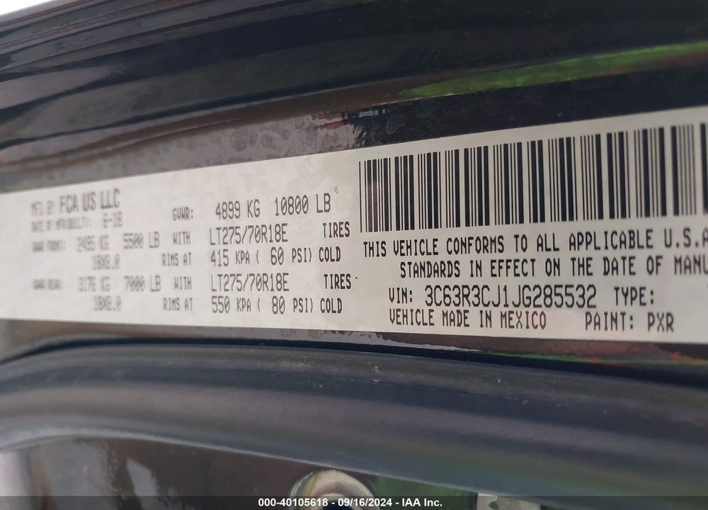 2018 RAM 3500 TRADESMAN  4X4 6'4 BOX VIN: 3C63R3CJ1JG285532