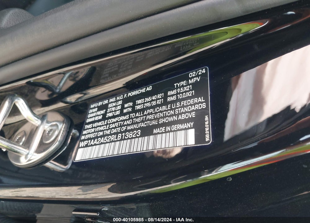 2024 PORSCHE MACAN VIN: WP1AA2A52RLB13823
