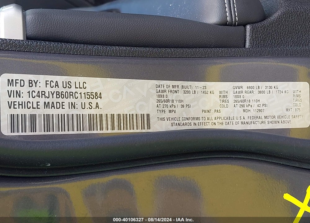 2024 JEEP GRAND CHEROKEE 4XE VIN: 1C4RJYB60RC115584