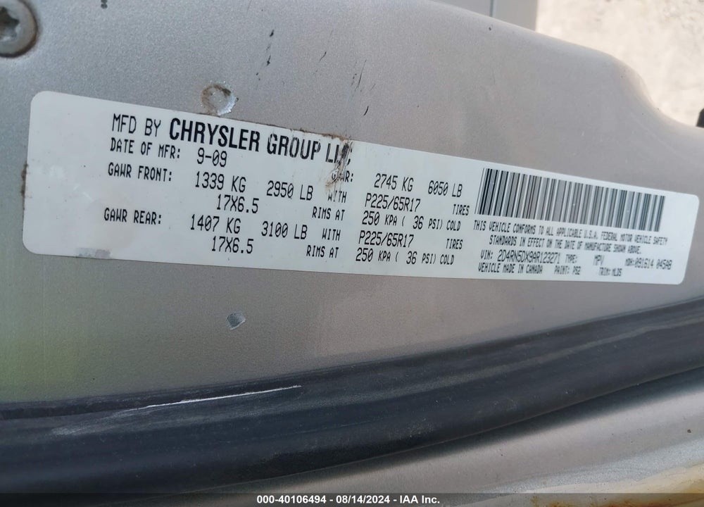2010 DODGE GRAND CARAVAN SXT VIN: 2D4RN5DX9AR123271