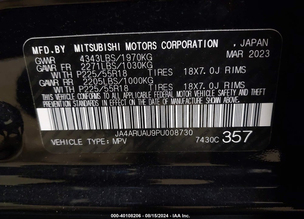2023 MITSUBISHI OUTLANDER SPORT 2.0 ES AWC/2.0 LE AWC/2.0 RALLIART AWC/2.0 S AWC/2.0 SE AWC VIN: JA4ARUAU9PU008730