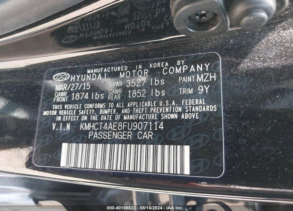 2015 HYUNDAI ACCENT GLS VIN: KMHCT4AE8FU907114