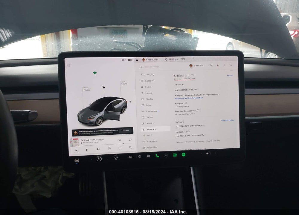 2018 TESLA MODEL 3 LONG RANGE/PERFORMANCE VIN: 5YJ3E1EB3JF083148