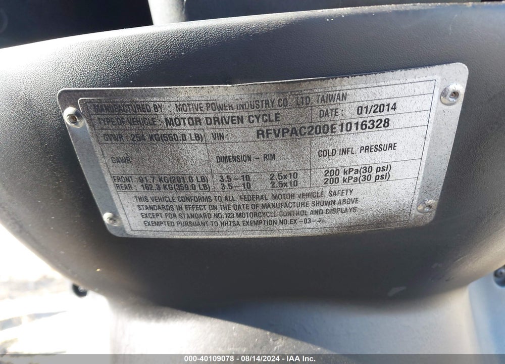 2014 GENUINE SCOOTER CO. BUDDY 125 VIN: RFVPAC200E1016328