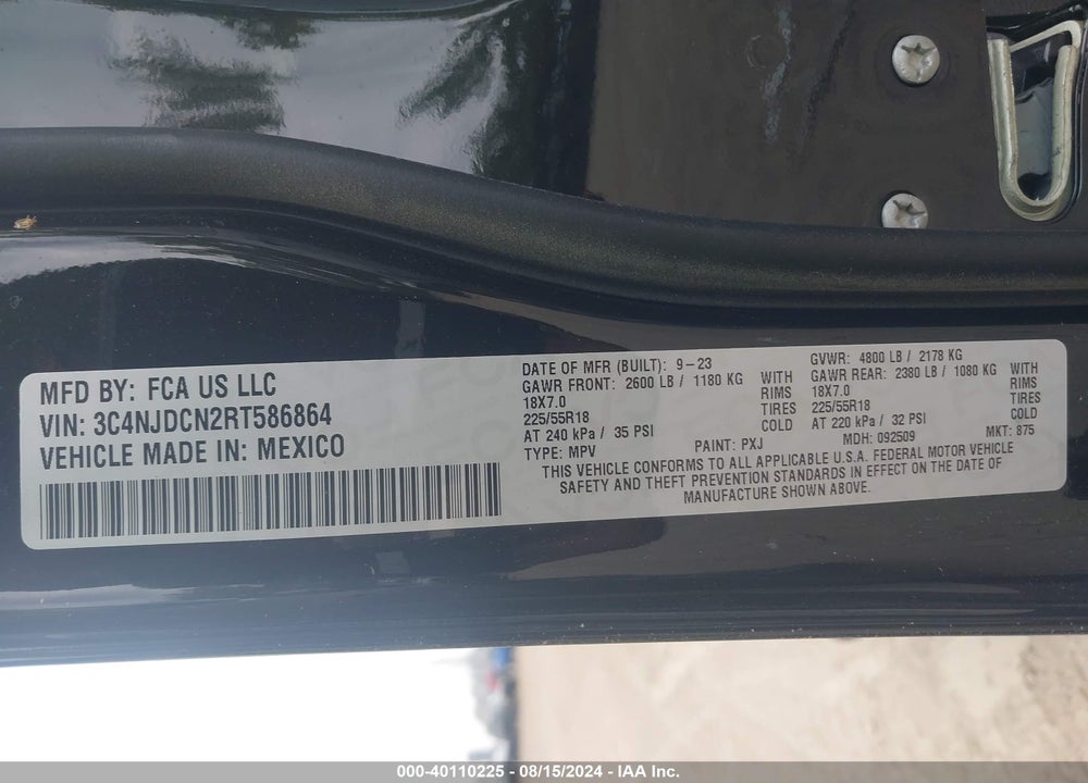 2024 JEEP COMPASS LIMITED 4X4 VIN: 3C4NJDCN2RT586864