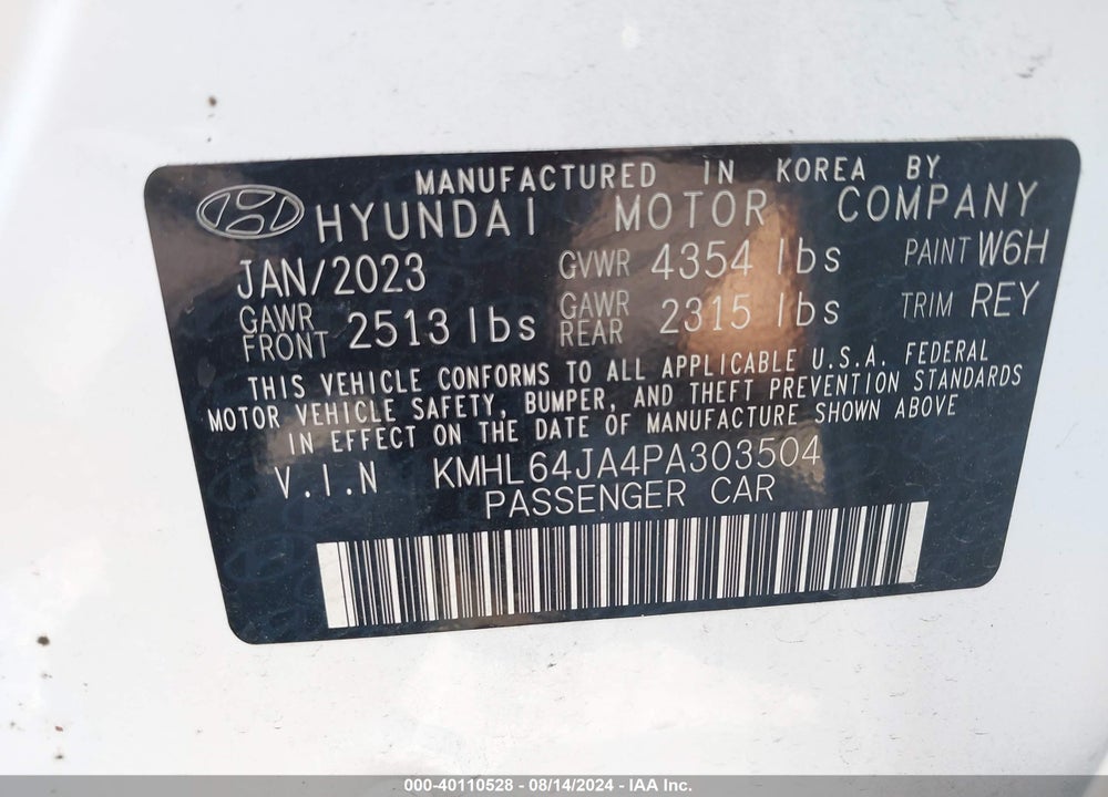 2023 HYUNDAI SONATA SEL VIN: KMHL64JA4PA303504