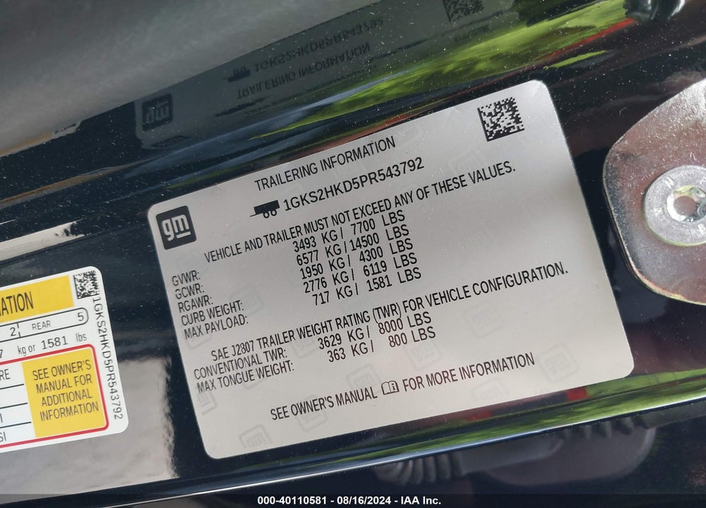 2023 GMC YUKON XL 4WD AT4 VIN: 1GKS2HKD5PR543792
