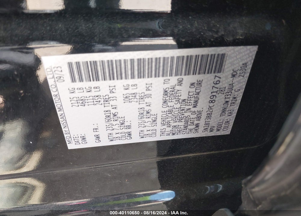 2023 NISSAN ROGUE SV INTELLIGENT AWD VIN: 5N1BT3BB2PC891767