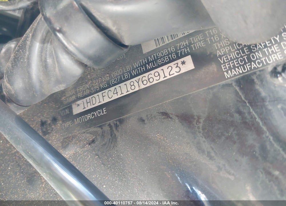 2008 HARLEY-DAVIDSON FLHTCUI VIN: 1HD1FC4118Y669123