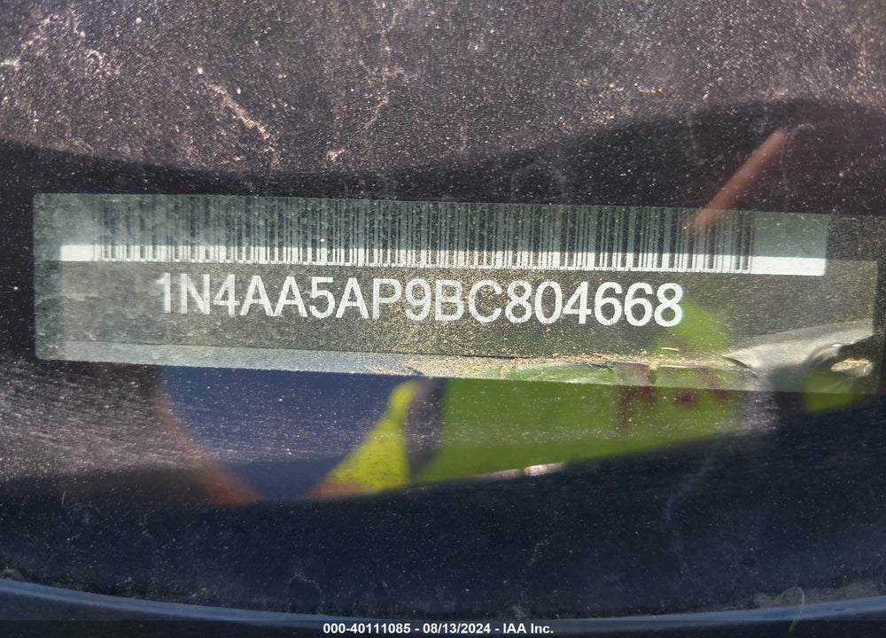 2011 NISSAN MAXIMA VIN: 1N4AA5AP9BC804668