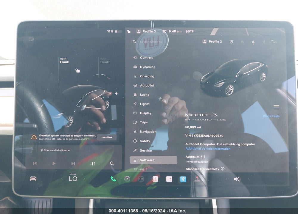 2020 TESLA MODEL 3 STANDARD RANGE PLUS REAR-WHEEL DRIVE/STANDARD RANGE REAR-WHEEL DRIVE VIN: 5YJ3E1EA9LF606649