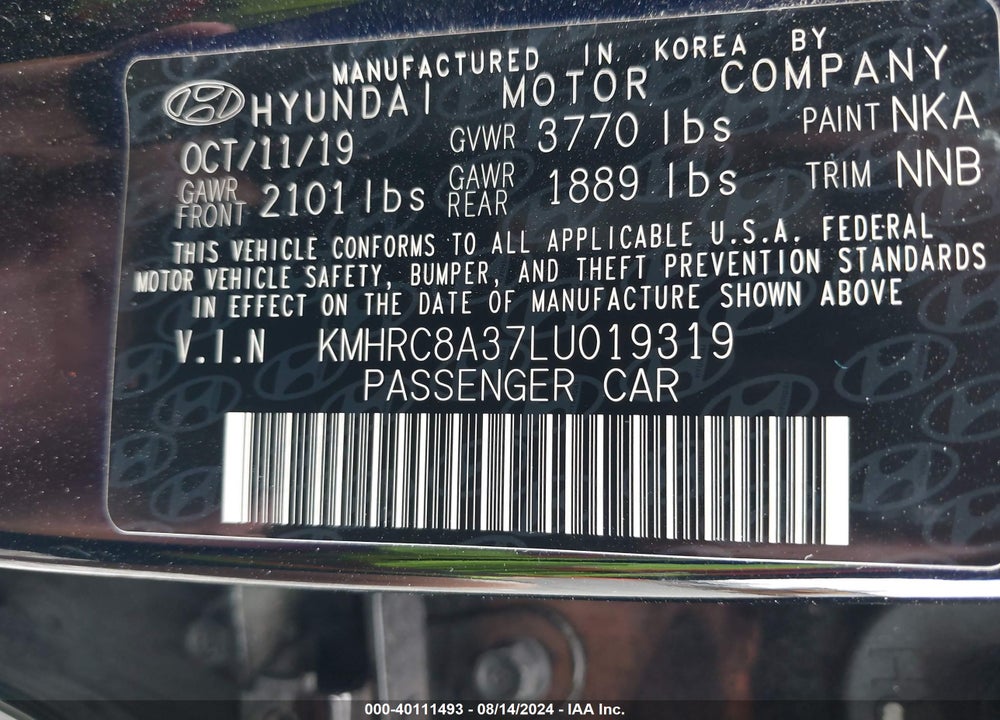 2020 HYUNDAI VENUE SEL VIN: KMHRC8A37LU019319