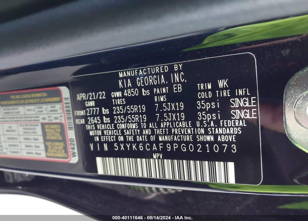 2023 KIA SPORTAGE VIN: 5XYK6CAF9PG021073