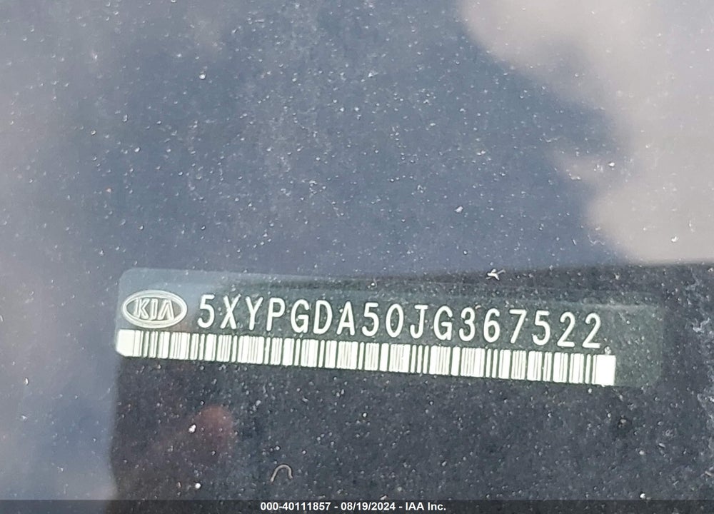 2018 KIA SORENTO 3.3L LX VIN: 5XYPGDA50JG367522