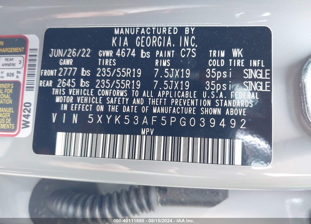 2023 KIA SPORTAGE SX PRESTIGE VIN: 5XYK53AF5PG039492