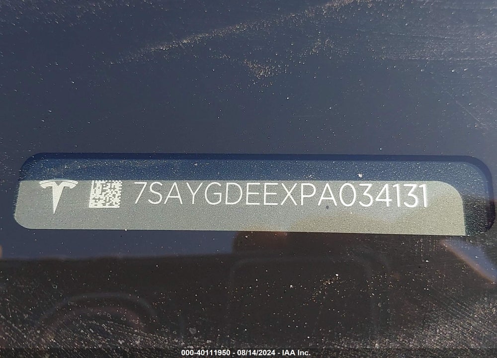 2023 TESLA MODEL Y AWD/LONG RANGE DUAL MOTOR ALL-WHEEL DRIVE VIN: 7SAYGDEEXPA034131