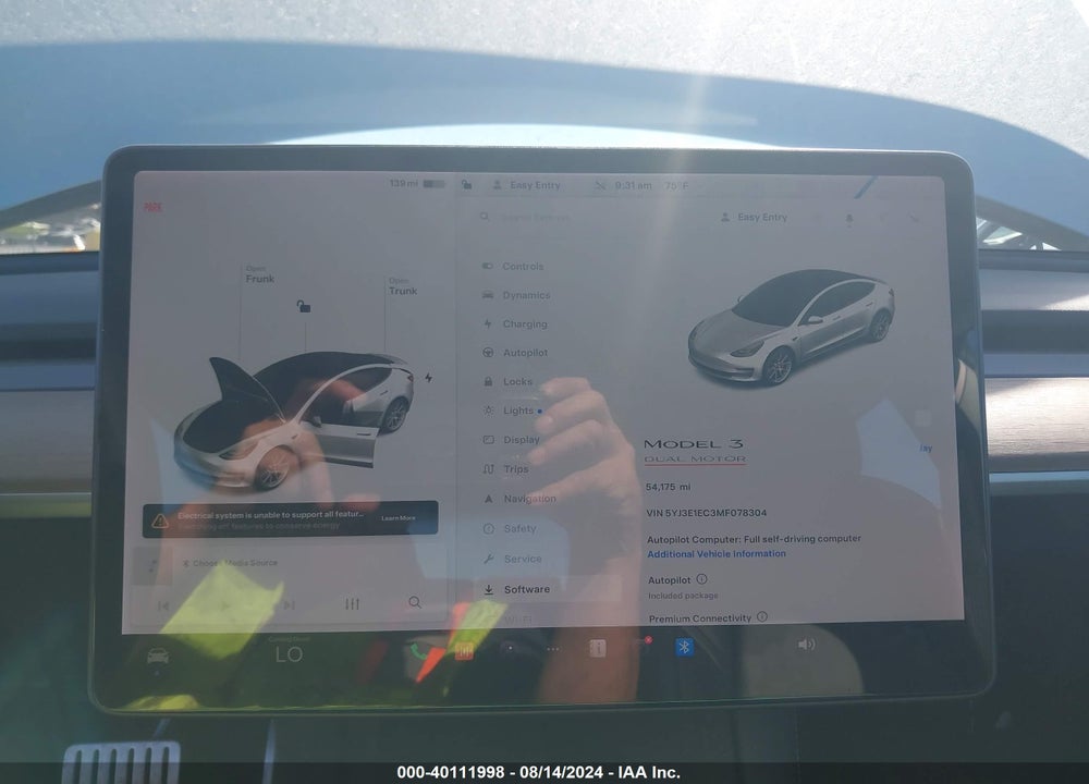 2021 TESLA MODEL 3 PERFORMANCE DUAL MOTOR ALL-WHEEL DRIVE VIN: 5YJ3E1EC3MF078304