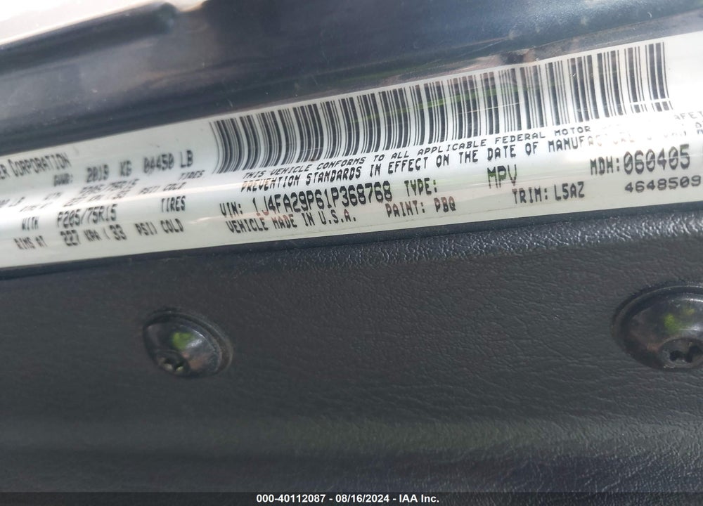 2001 JEEP WRANGLER SE VIN: 1J4FA29P61P368768