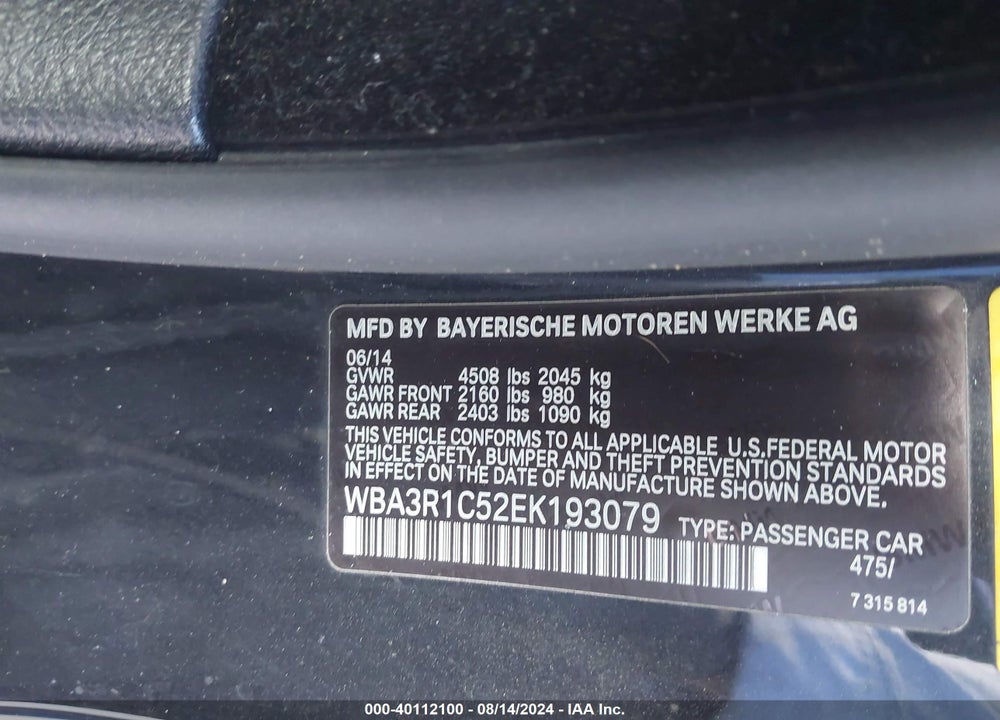 2014 BMW 435I VIN: WBA3R1C52EK193079