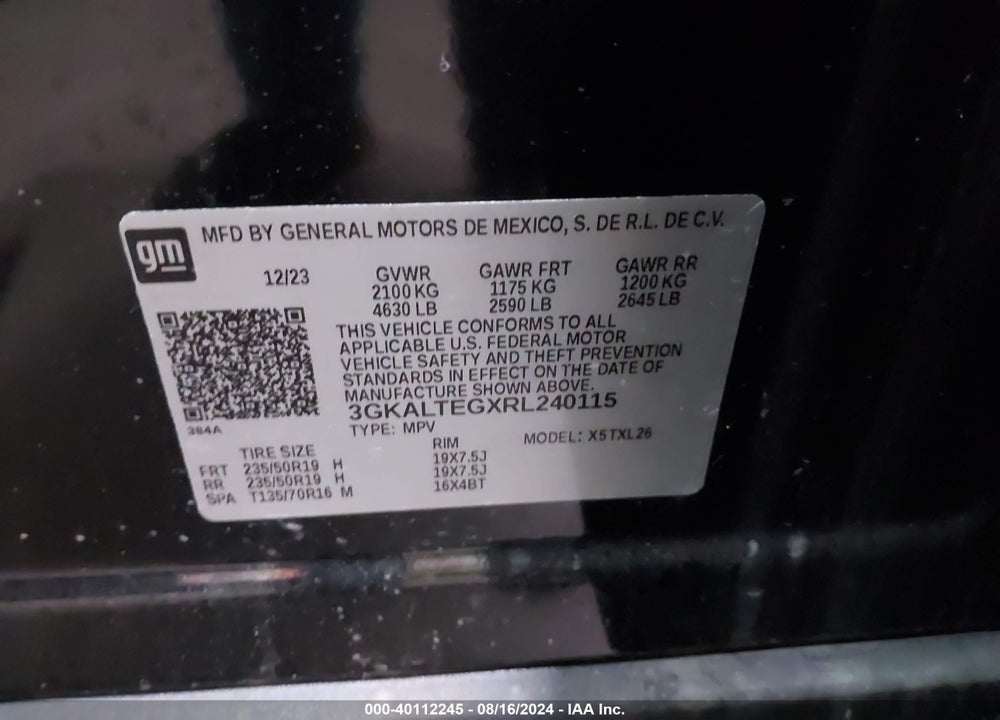 2024 GMC TERRAIN AWD SLE VIN: 3GKALTEGXRL240115