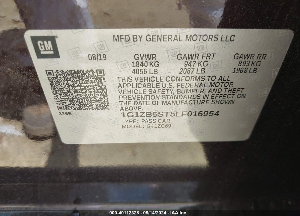 2020 CHEVROLET MALIBU FWD LS VIN: 1G1ZB5ST5LF016954