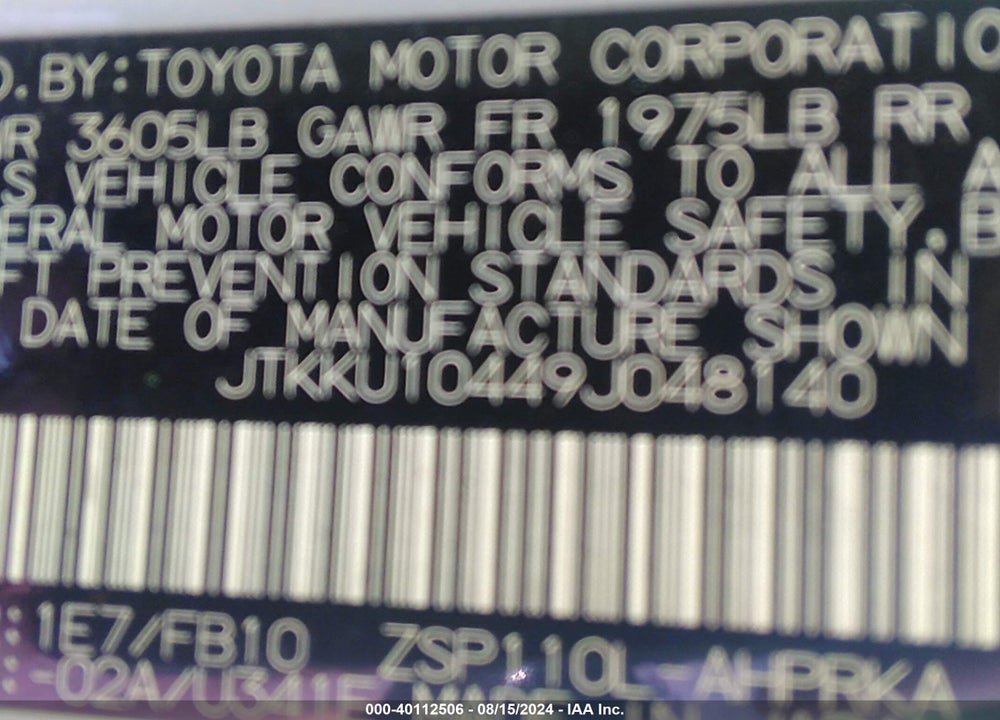 2009 SCION XD VIN: JTKKU10449J048140