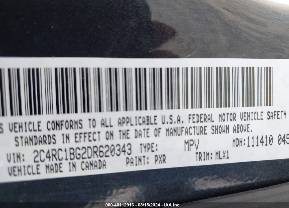 2013 CHRYSLER TOWN & COUNTRY TOURING VIN: 2C4RC1BG2DR620343