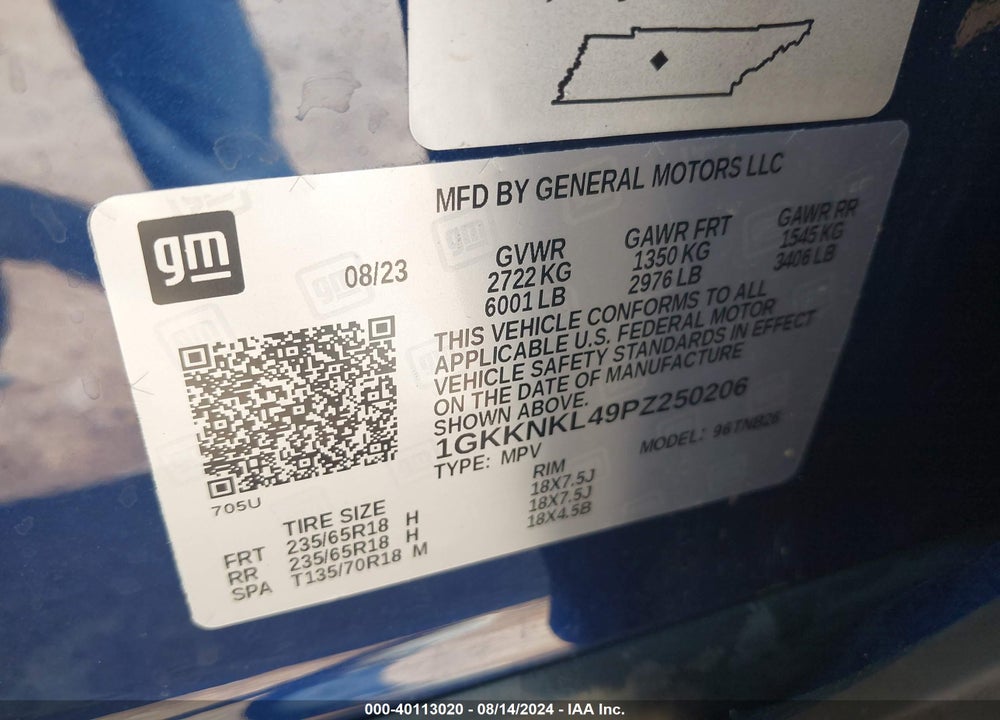 2023 GMC ACADIA FWD SLE VIN: 1GKKNKL49PZ250206