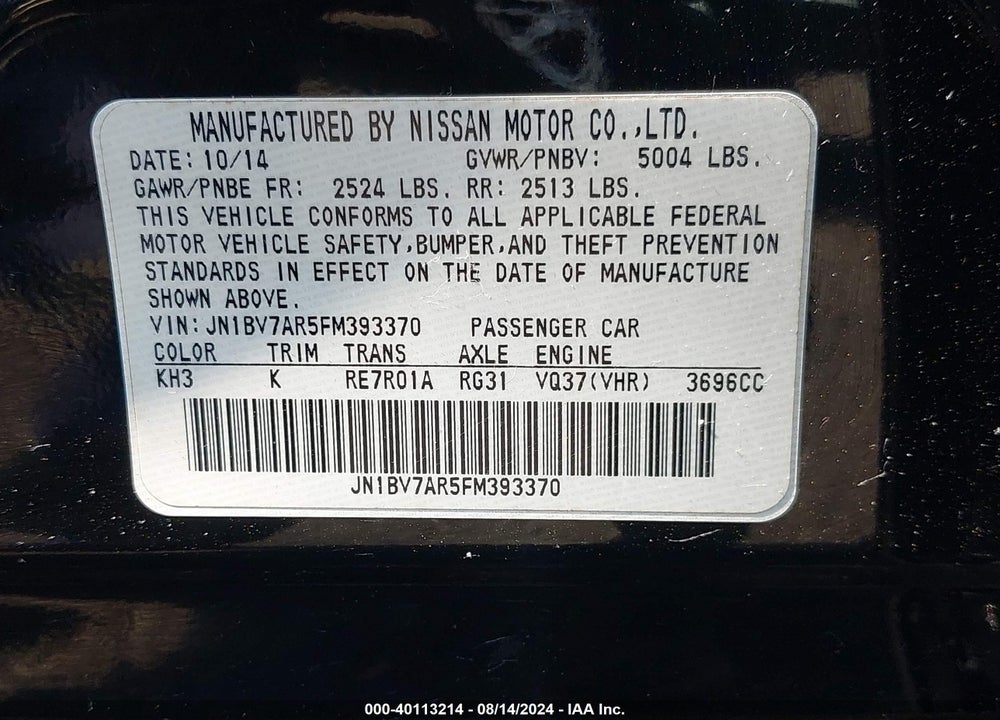 2015 INFINITI Q50 PREMIUM VIN: JN1BV7AR5FM393370