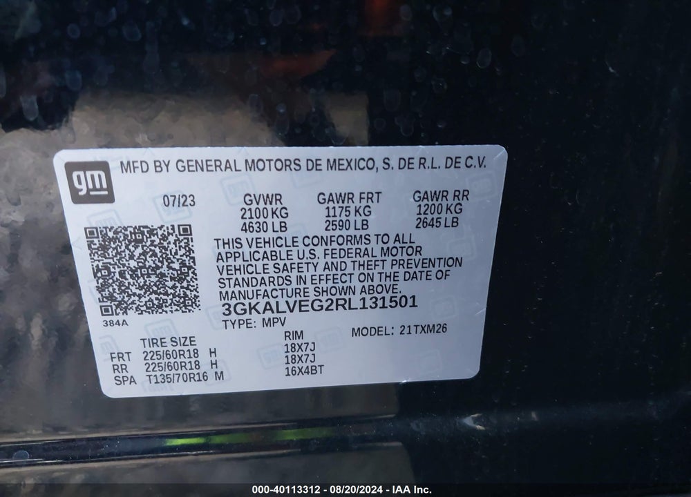2024 GMC TERRAIN AWD SLT VIN: 3GKALVEG2RL131501