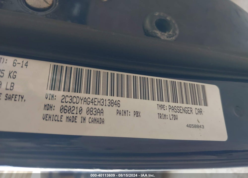 2014 DODGE CHALLENGER SXT VIN: 2C3CDYAG4EH313846