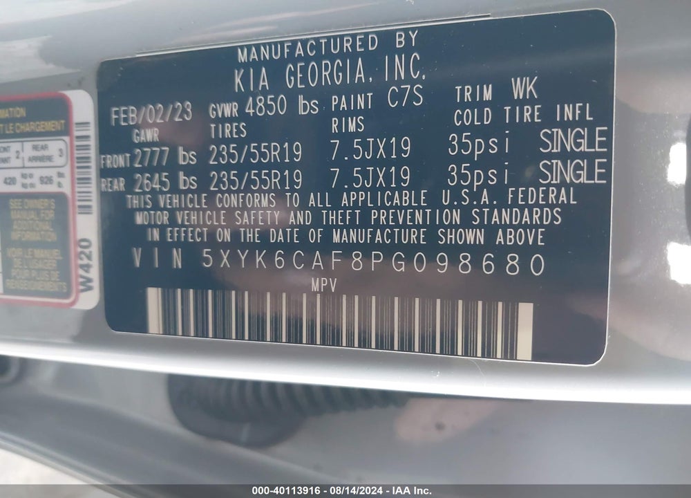 2023 KIA SPORTAGE X LINE VIN: 5XYK6CAF8PG098680