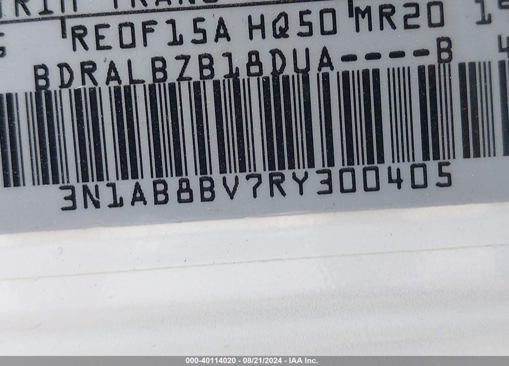2024 NISSAN SENTRA S XTRONIC CVT VIN: 3N1AB8BV7RY300405
