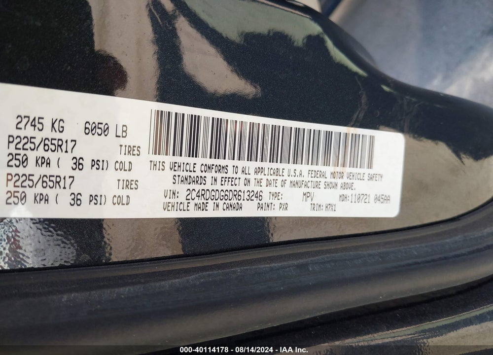 2013 DODGE GRAND CARAVAN CREW VIN: 2C4RDGDG6DR613246