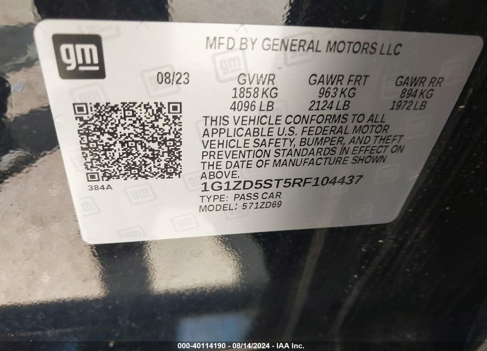 2024 CHEVROLET MALIBU FWD 1LT VIN: 1G1ZD5ST5RF104437