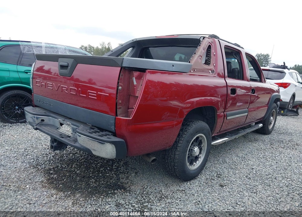 2004 CHEVROLET AVALANCHE 1500 VIN: 3GNEK12T34G318569