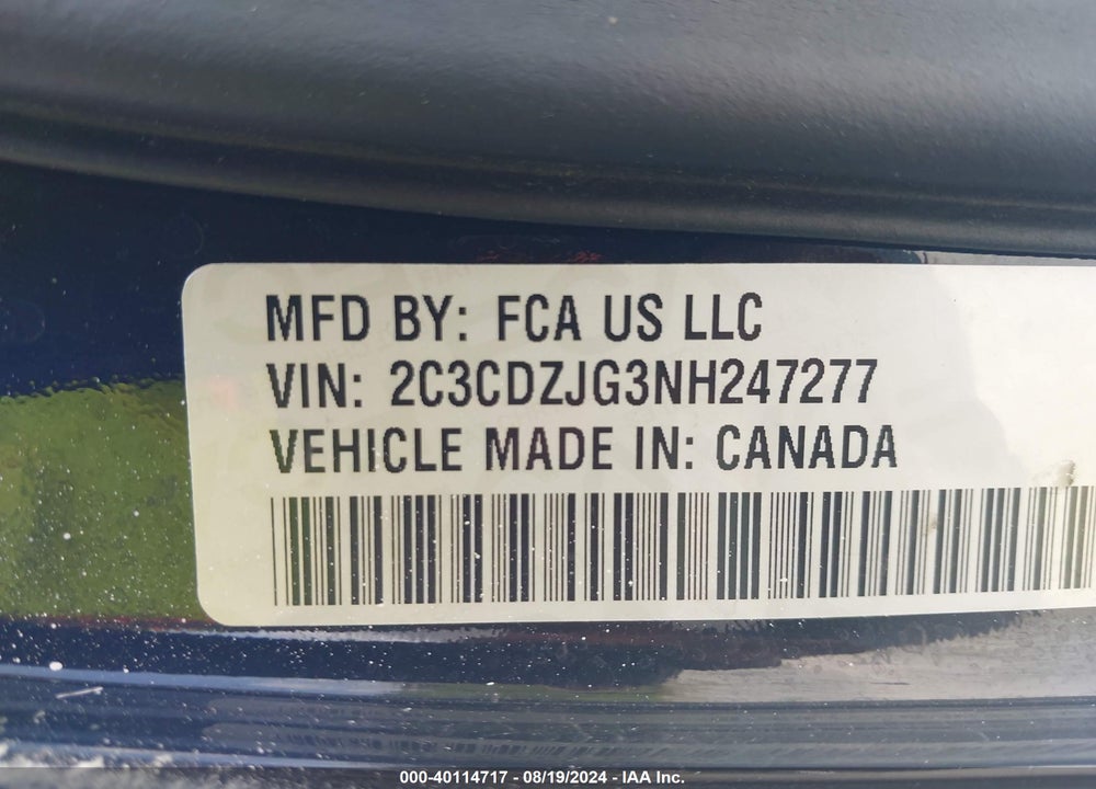 2022 DODGE CHALLENGER GT VIN: 2C3CDZJG3NH247277