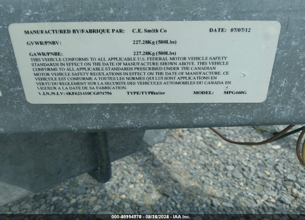 2012 OTHER --- VIN: 4KF621410CG074756