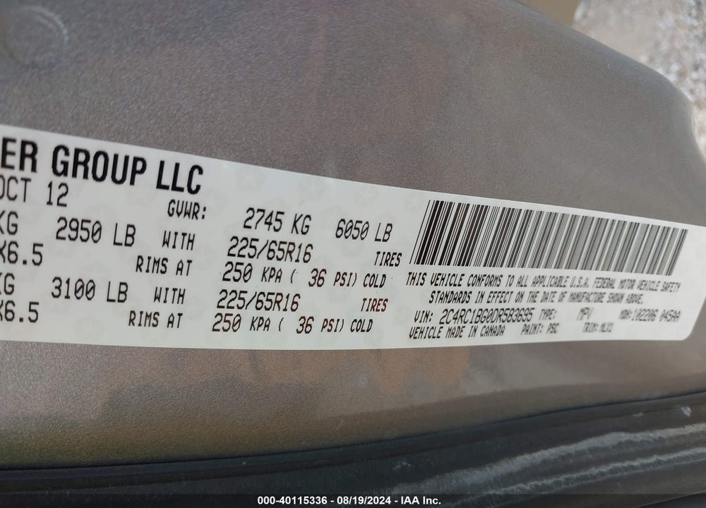 2013 CHRYSLER TOWN & COUNTRY TOURING VIN: 2C4RC1BG0DR583695