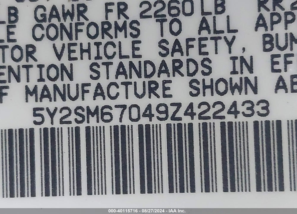 2009 PONTIAC VIBE VIN: 5Y2SM67049Z422433